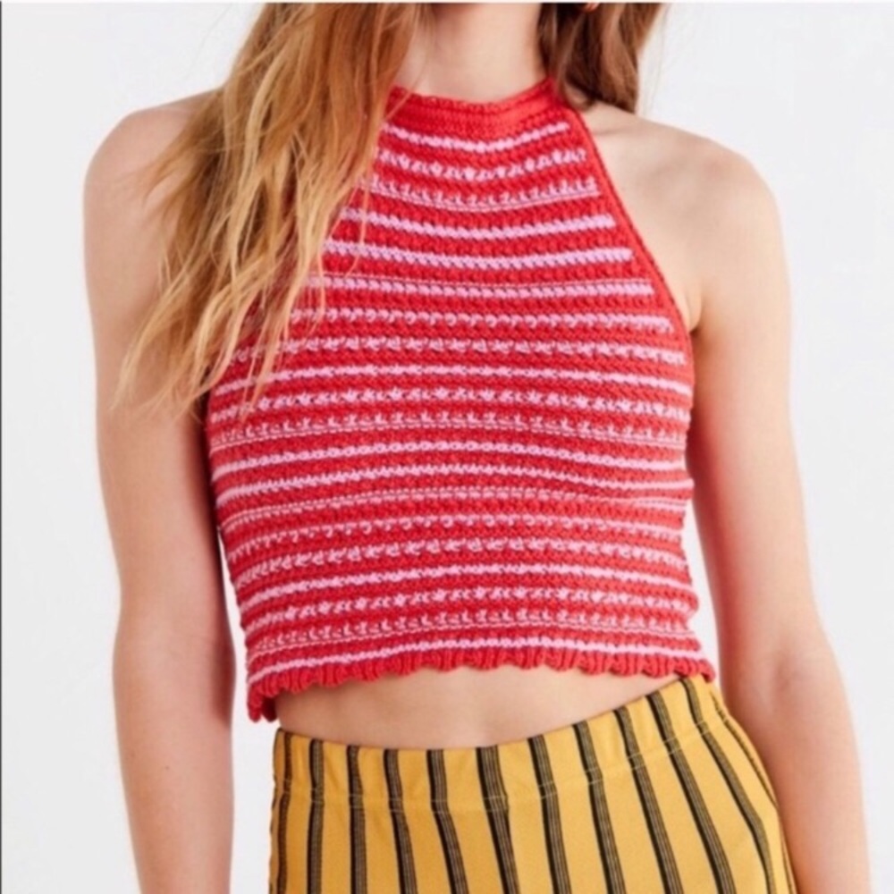 Urban Outfitters red crochet halter top